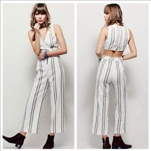 Free People moonlight mile stripe jumpsuit size 4